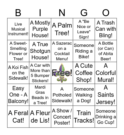 Bywater Bingo! Bingo Card