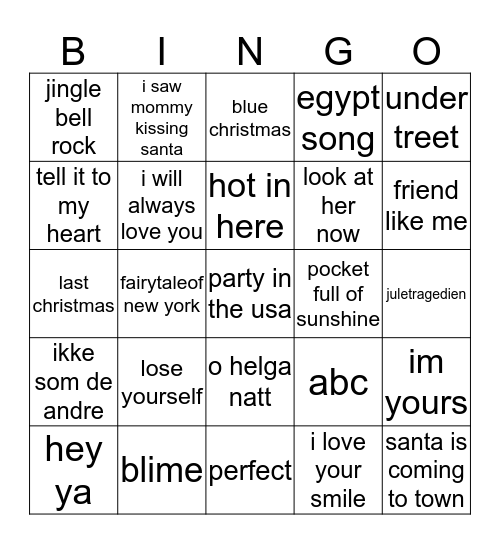 Jule Bingo Card