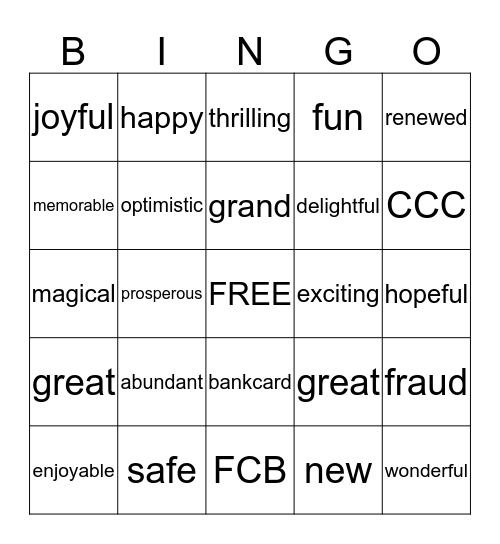 Happy NEW Year BINGO Card