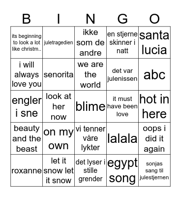 Jule Bingo Card