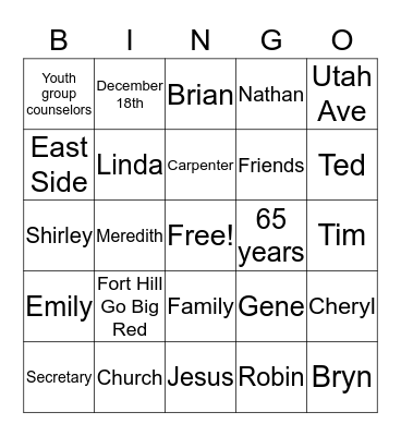 65th Anniversary Bingo Card