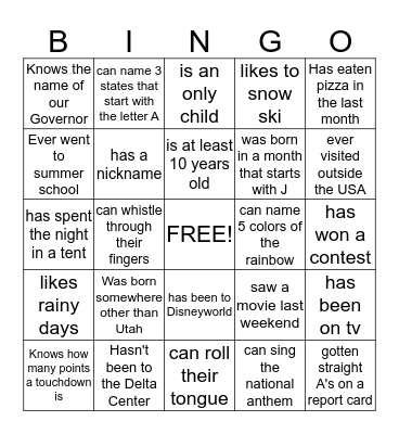 Ward Social Bingo-kids 2 Bingo Card