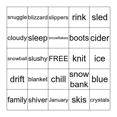 WINTER BREAK Bingo Card