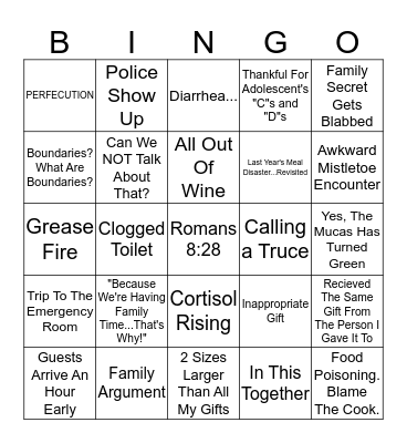 Disfuntional Family Bingo Card
