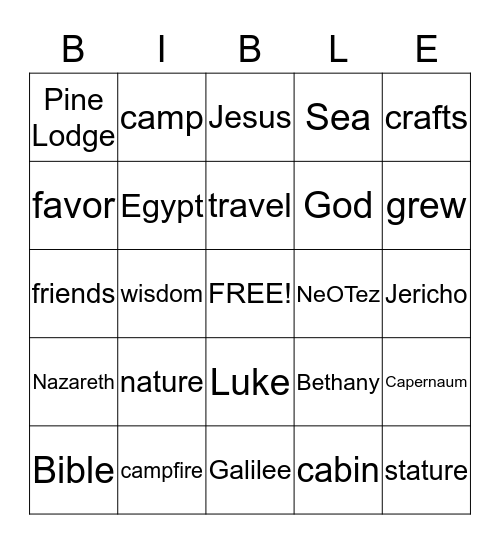 BIBLE BINGO Card