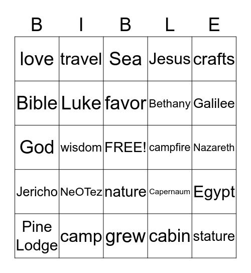 BIBLE BINGO Card