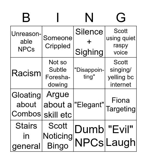 Scott Bingo Card