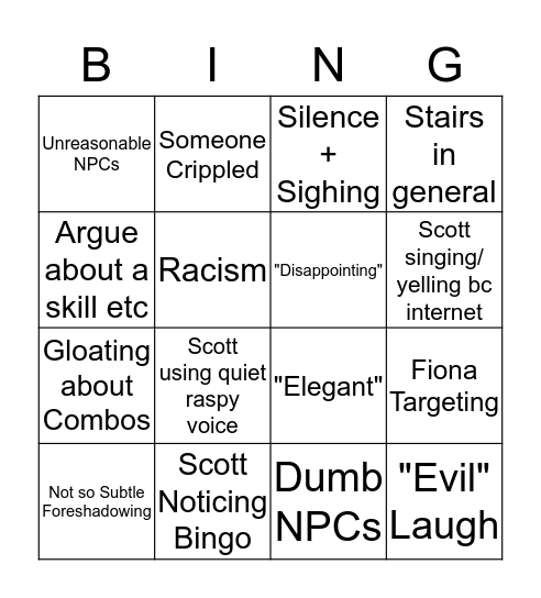 Scott Bingo Card