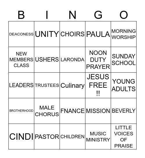 NEW HOPE BINGO!!! Bingo Card