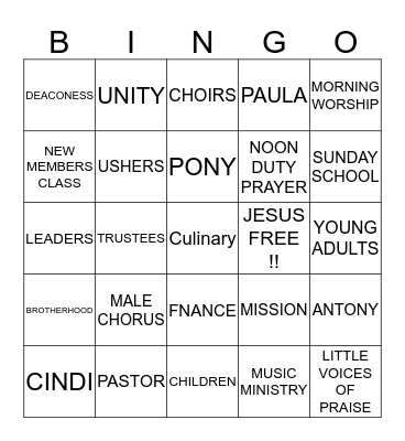 NEW HOPE BINGO!!! Bingo Card