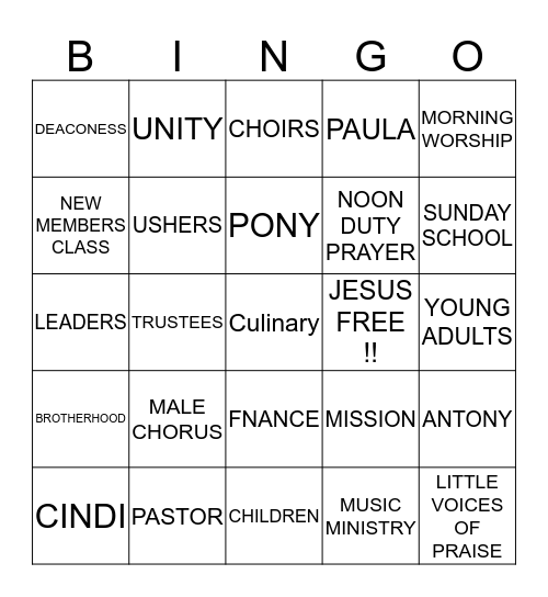NEW HOPE BINGO!!! Bingo Card