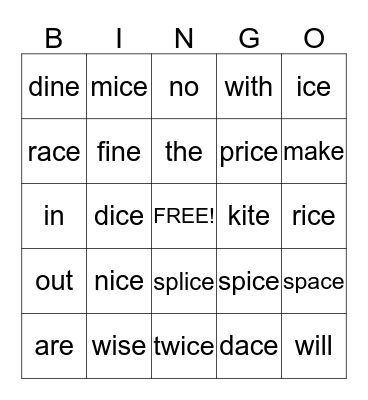 The Nice Mice are in the Rice Bingo Board Bingo Card