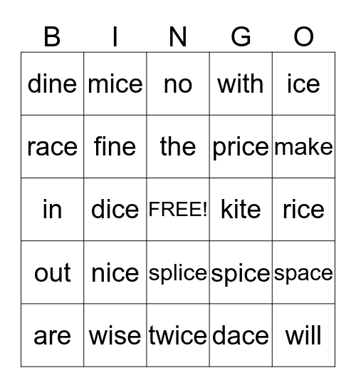 The Nice Mice are in the Rice Bingo Board Bingo Card