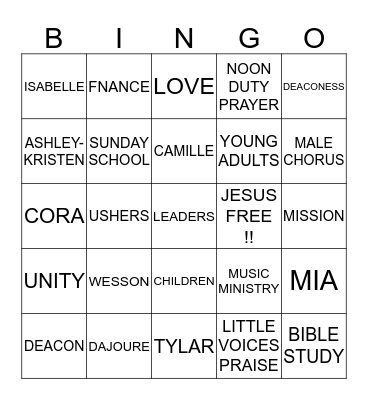 NEW HOPE BINGO!!! Bingo Card
