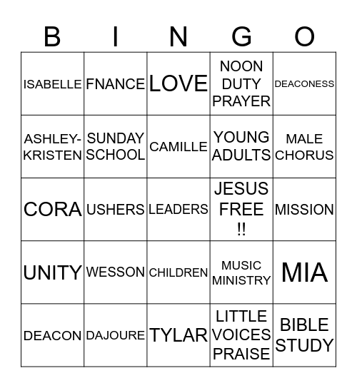 NEW HOPE BINGO!!! Bingo Card