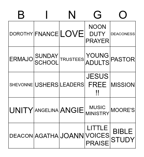 NEW HOPE BINGO!!! Bingo Card