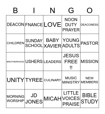 NEW HOPE BINGO!!! Bingo Card