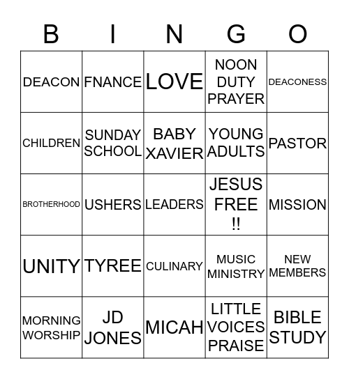 NEW HOPE BINGO!!! Bingo Card