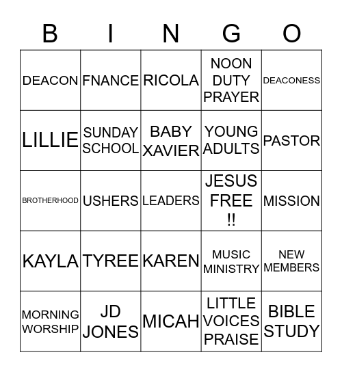 NEW HOPE BINGO!!! Bingo Card