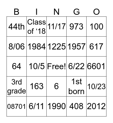 Krause Family Bingo  Bingo Card