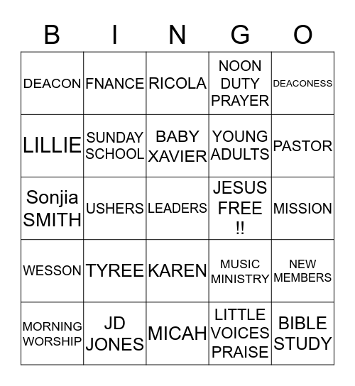 NEW HOPE BINGO!!! Bingo Card