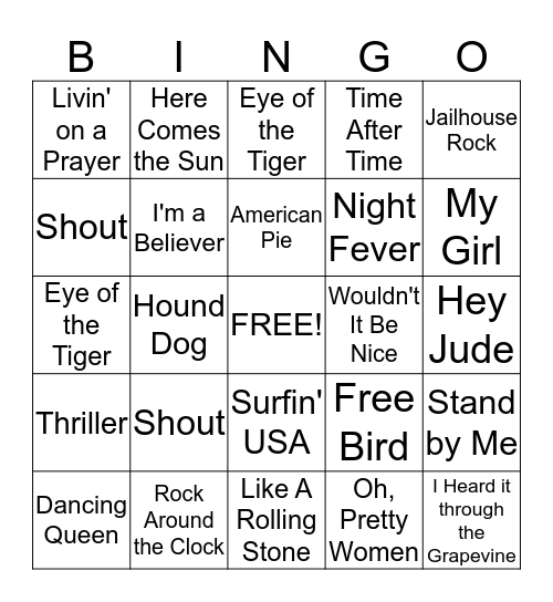 Rock 'n Bingo Card