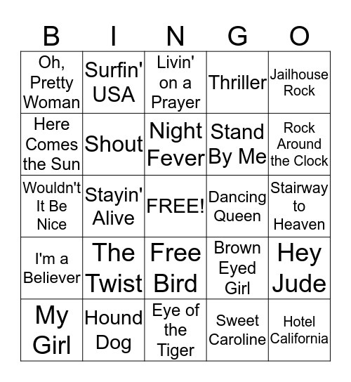 Rock 'n Bingo Card