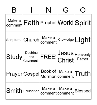 Lesson 10 Bingo Card