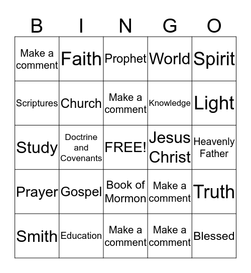 Lesson 10 Bingo Card