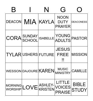 NEW HOPE BINGO!!! Bingo Card