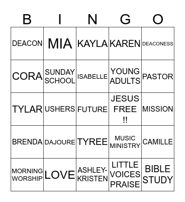 NEW HOPE BINGO!!! Bingo Card