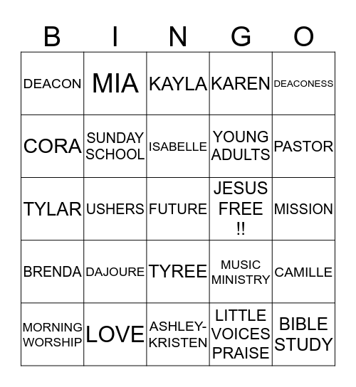 NEW HOPE BINGO!!! Bingo Card