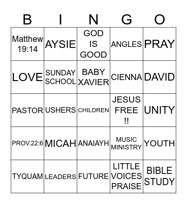 NEW HOPE BINGO!!! Bingo Card