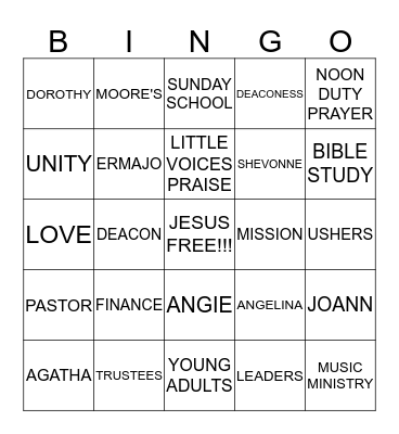NEW HOPE BINGO!!! Bingo Card