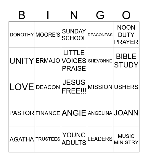 NEW HOPE BINGO!!! Bingo Card