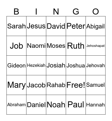 Bible Bingo Card