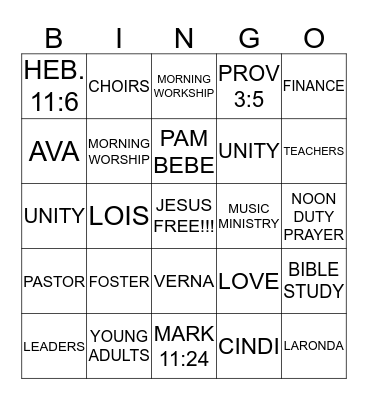 NEW HOPE BINGO!!! Bingo Card