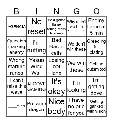 EddyGang League Bingo Card
