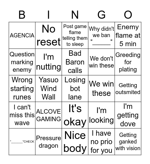 EddyGang League Bingo Card