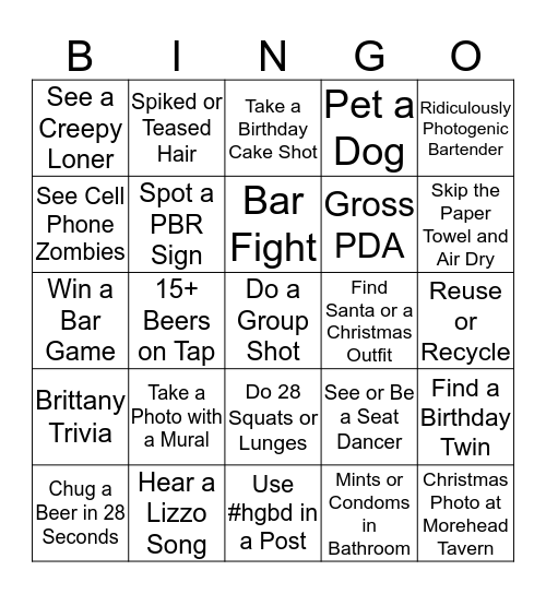 Brittany Bingo Card