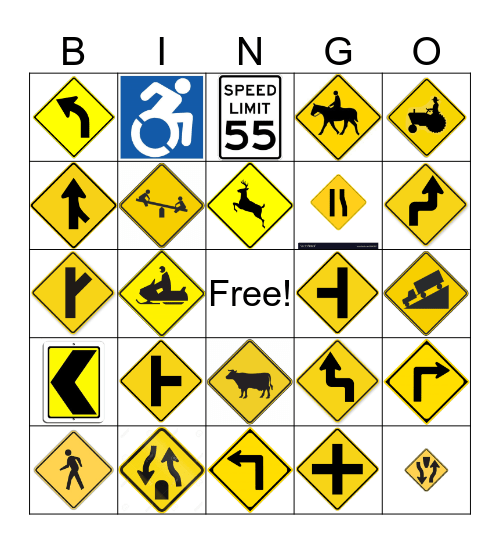 Road Sign Bingo Card