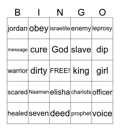 Bible Bingo Card