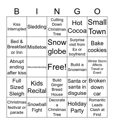 Hallmark Movie Bingo Card