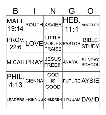 NEW HOPE BINGO!!! Bingo Card