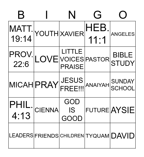 NEW HOPE BINGO!!! Bingo Card