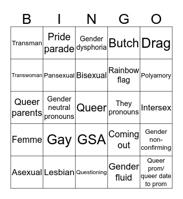Queer Bingo Card