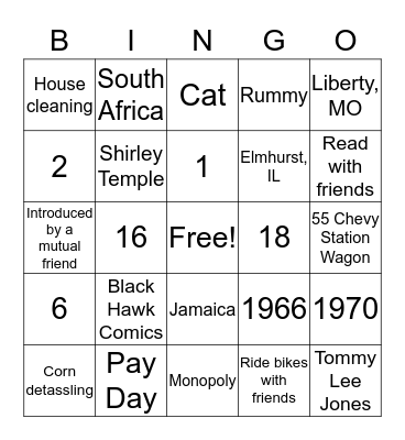 Jim and Esther turn 80! Bingo Card