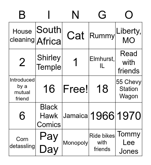 Jim and Esther turn 80! Bingo Card