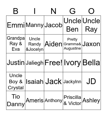 Family Bingo Card