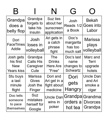 Hakimian 2019 Family Vacation Bingo Card